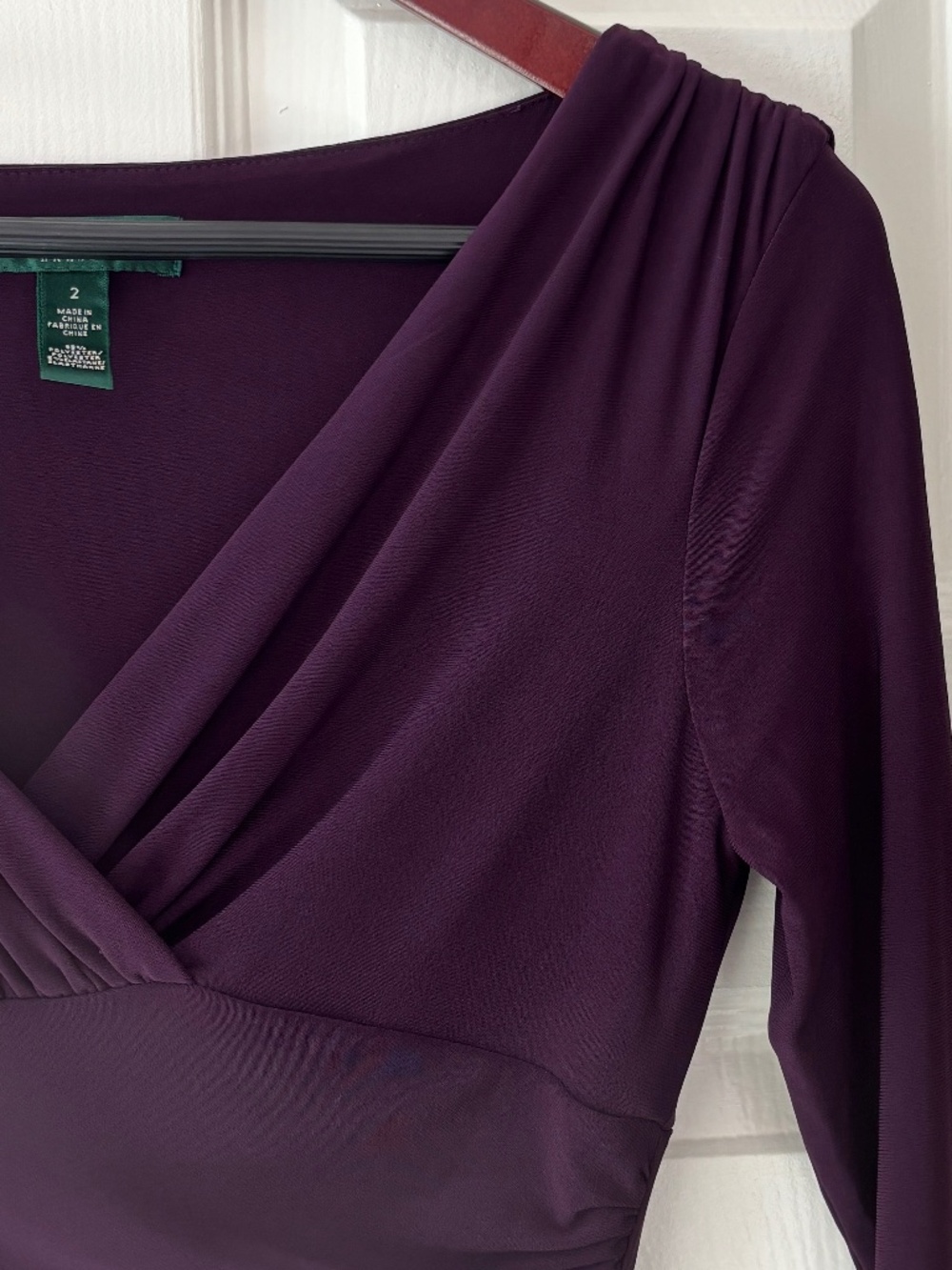 LAUREN RALPH LAUREN Side Ruched Sheath Dress - Purple Size 2 - Picture 7 of 11